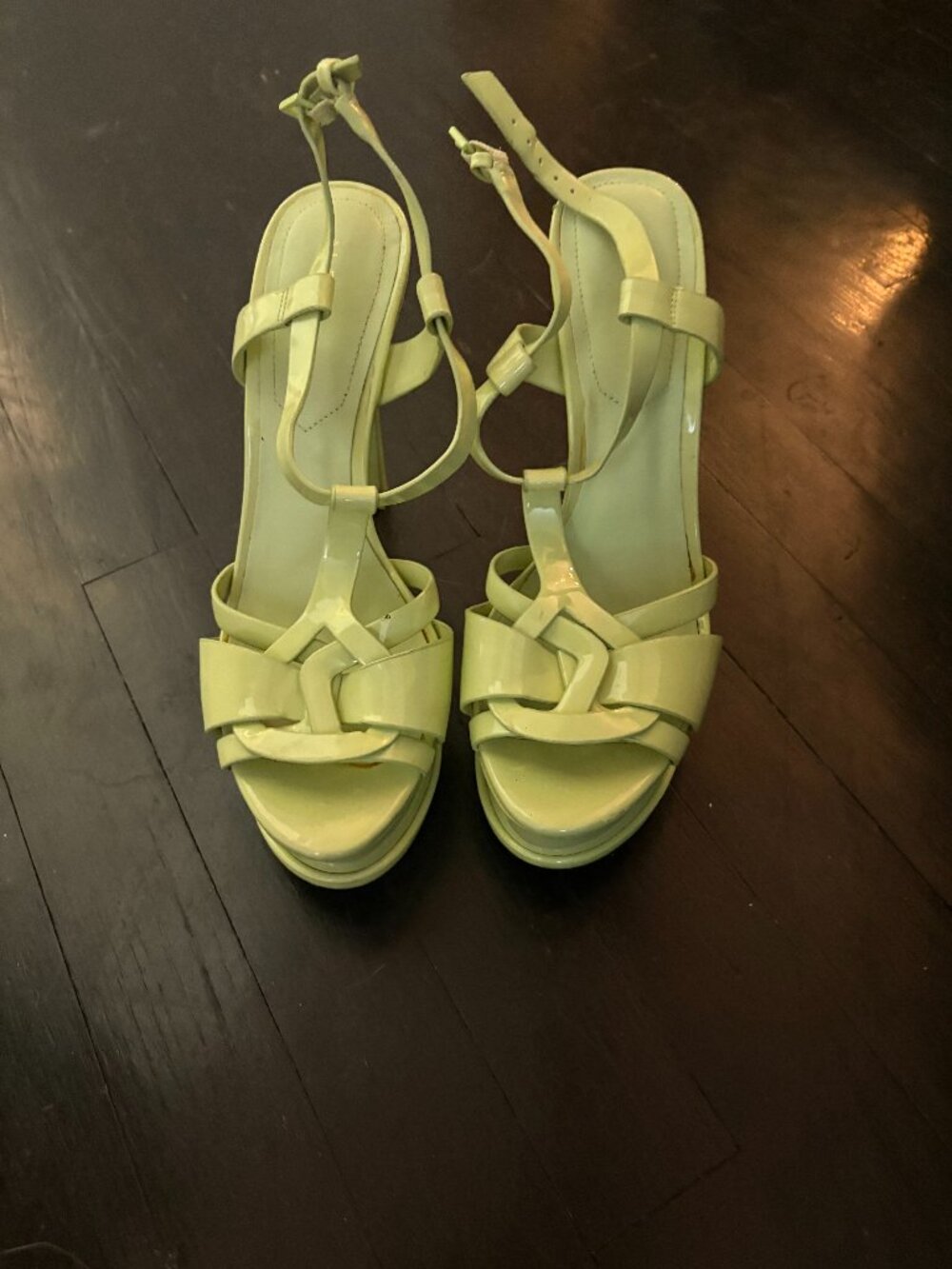 ALDO Lime Green Patent Platform Strappy Sandals Sz 9
